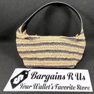 A New Day Striped Shoulder Bag Black Tan for Women Zip Closure